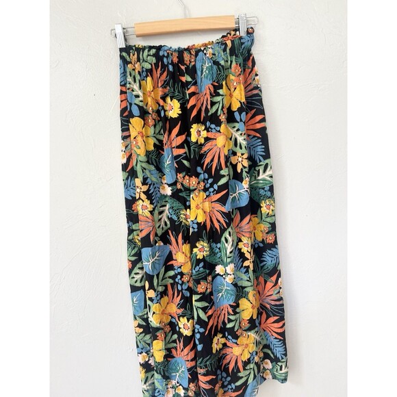 Angie Women’s Lightweight Wide Leg Floral Boho Pull On Large Slit Tropical - Picture 9 of 9